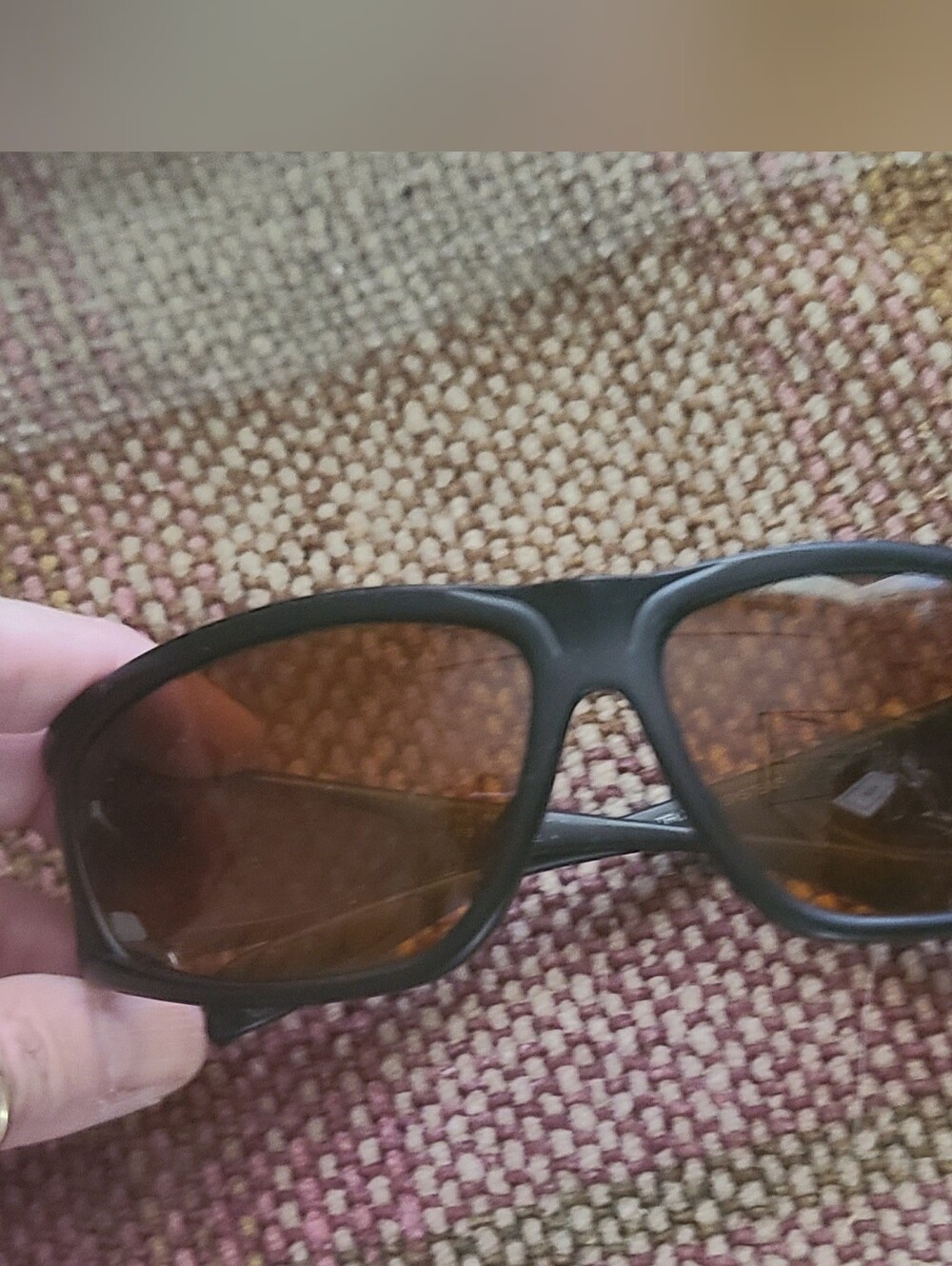Men's Polarized Amber Lens Sunglasses - Black Frame. Wrap Style